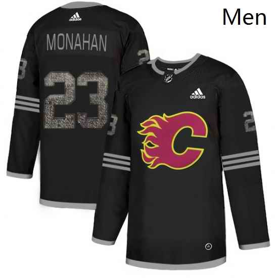 Mens Adidas Calgary Flames 23 Sean Monahan Black Authentic Classic Stitched NHL Jersey